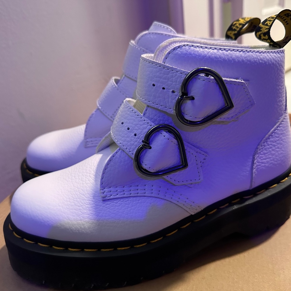Doc marten platform boots with heart buckles